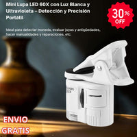 Mini Lupa LED 60X con Luz Blanca y Ultravioleta – Detección y Precisión Portátil 🔍💡