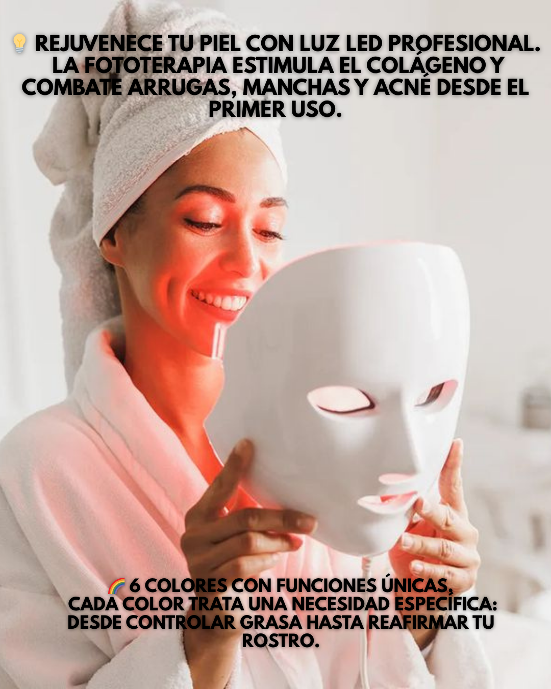 Máscara LED Facial Rejuvenecedora™ – Piel radiante sin esfuerzo 💆♀️