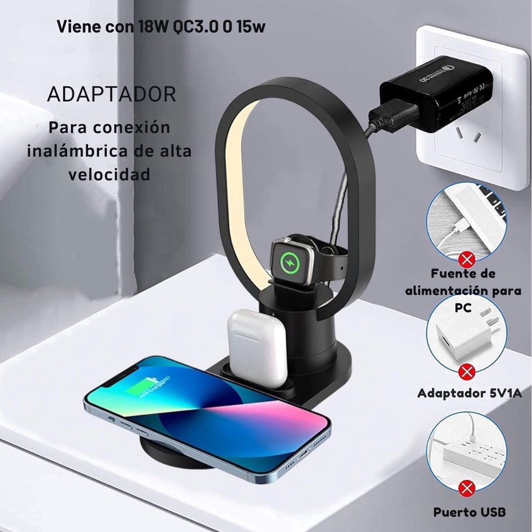 ZenCharge Station™ 4 en 1 - Carga Rápida, Lámpara LED y Soporte Decorativo 🔌🌟