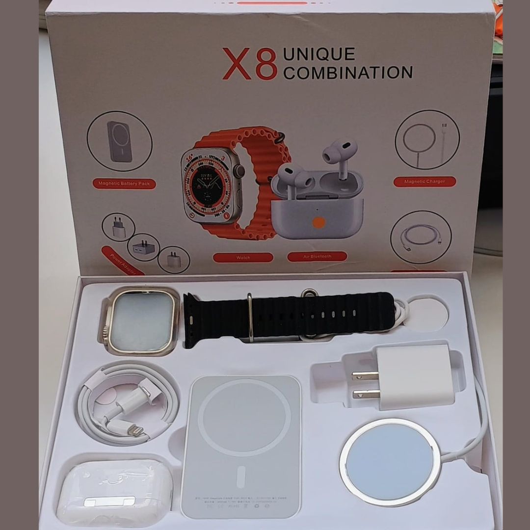 Combo X8: Tecnología Integral para tu Día a Día – Smartwatch, Auriculares y Más ⚙️📱