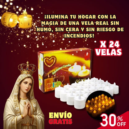 🕯️ LumiWarm™ Caja x 24 Velas LED Cálidas – Ilumina Seguro en Familia