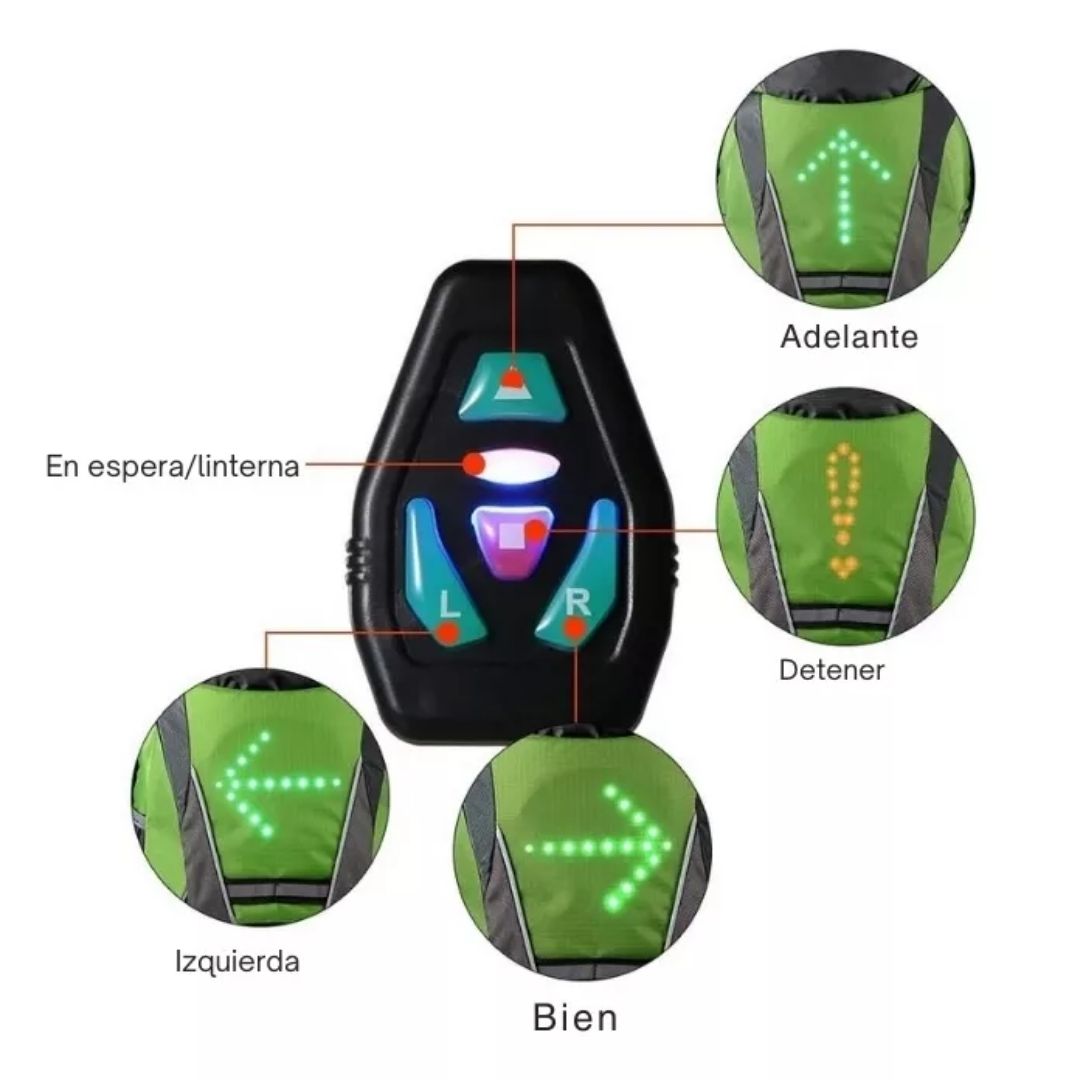 Maleta Morral Reflectiva con Direccionales LED + Control Remoto 🚴✨