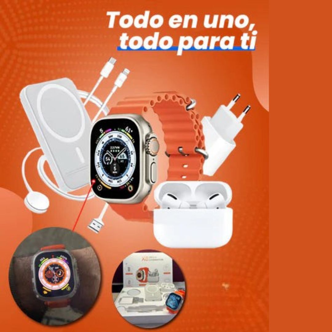 Combo X8: Tecnología Integral para tu Día a Día – Smartwatch, Auriculares y Más ⚙️📱