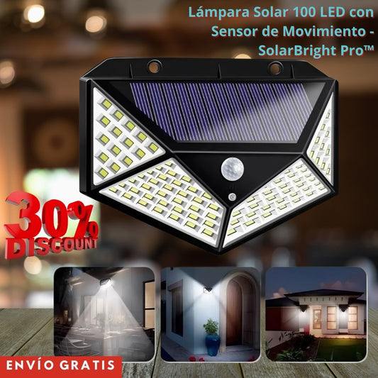 Lámpara Solar 100 LED con Sensor de Movimiento - SolarBright Pro™ 🌞💡