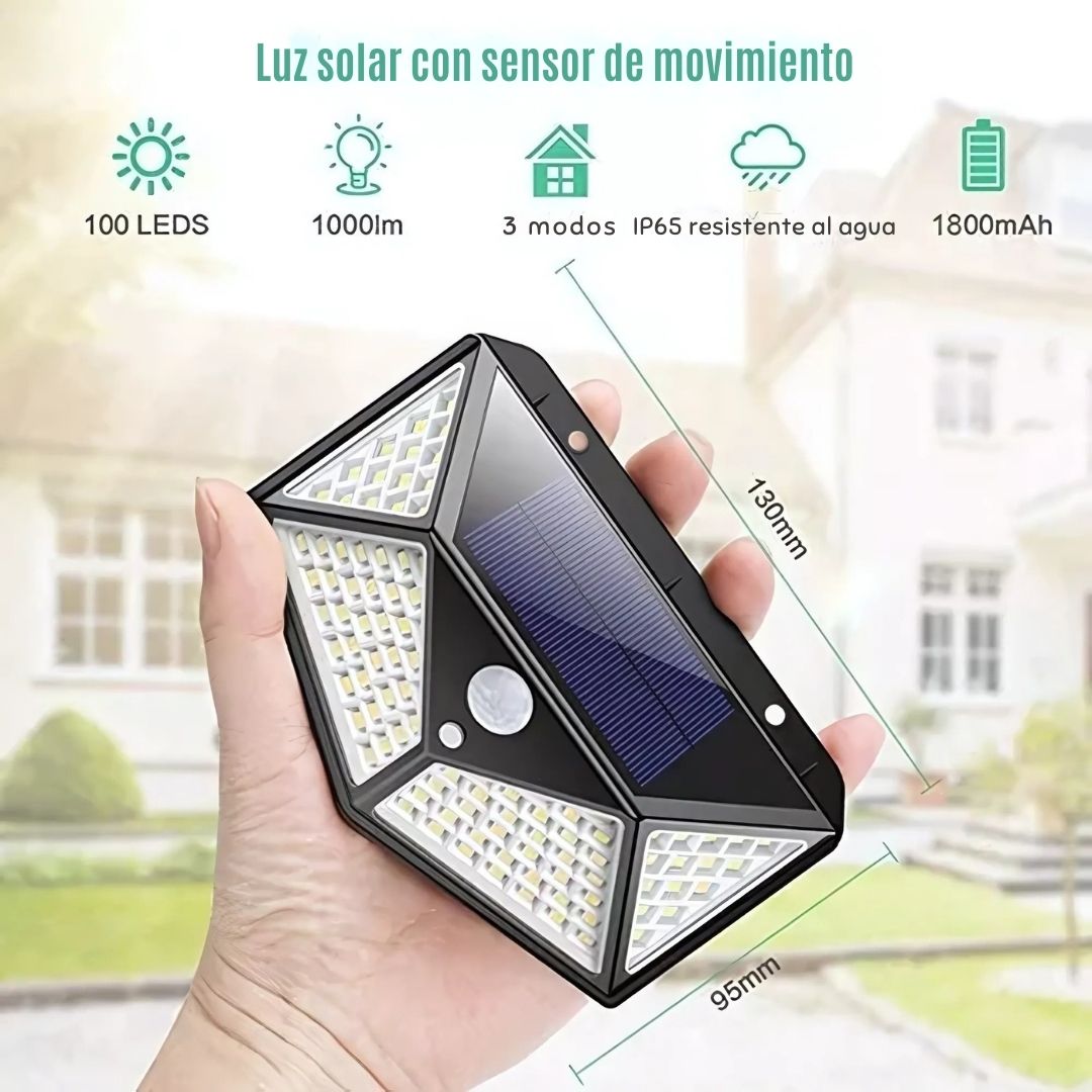 Lámpara Solar 100 LED con Sensor de Movimiento - SolarBright Pro™ 🌞💡