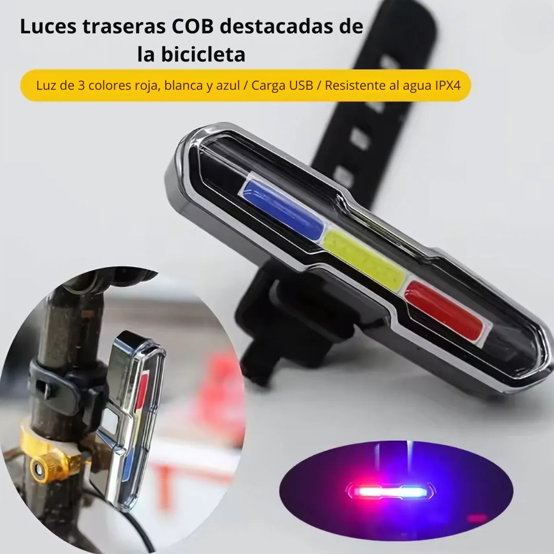 Luz Trasera Recargable para Bicicleta – 3 Colores, Alta Visibilidad y Soporte Silicona 💡🚲
