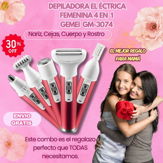 Combo Depiladora 4 en 1 Mujer Geemy GM-3074 – Cuidado Total en Casa x 1 set 💖🛁