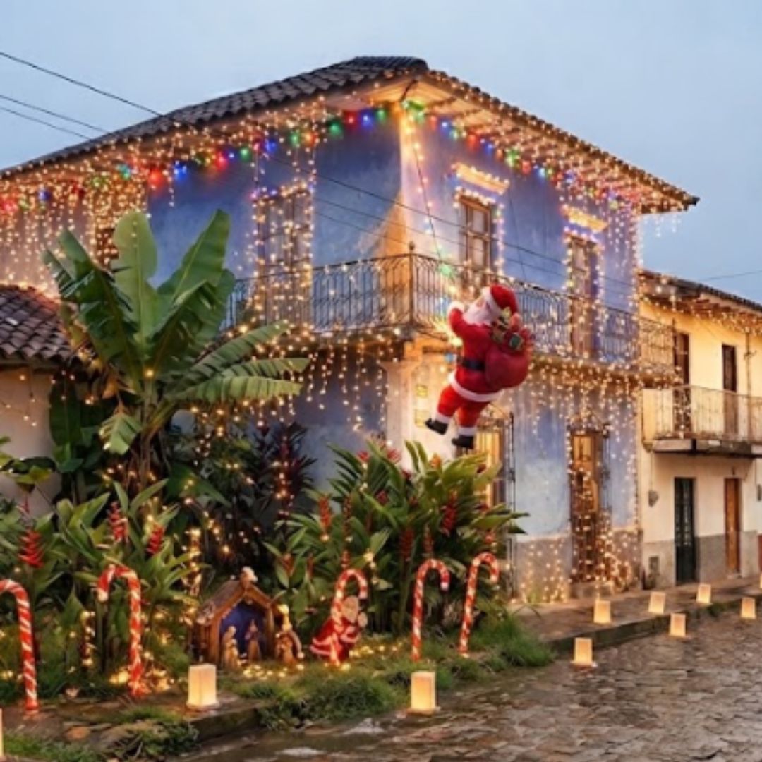 🎅🏻✨ Muñeco Papá Noel con Escalera de Luces x 2 metros de altura  ✨