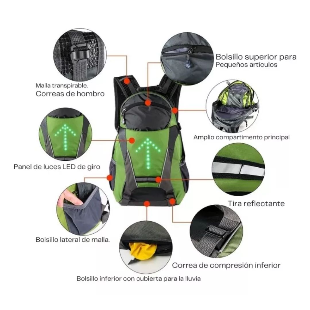 Maleta Morral Reflectiva con Direccionales LED + Control Remoto 🚴✨