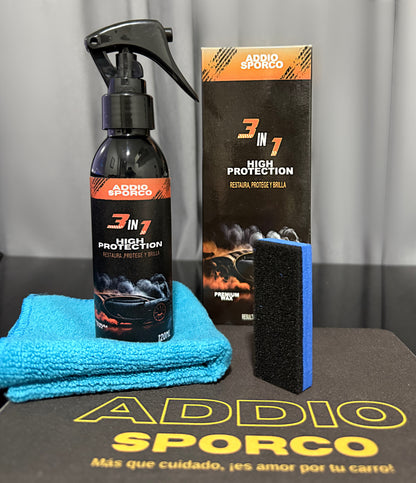 Addio Sporco™  Pague 1 Lleve 2 Combo Brillo Extremo 120 ml + Pano + Esponja – Protección Total 🚗✨