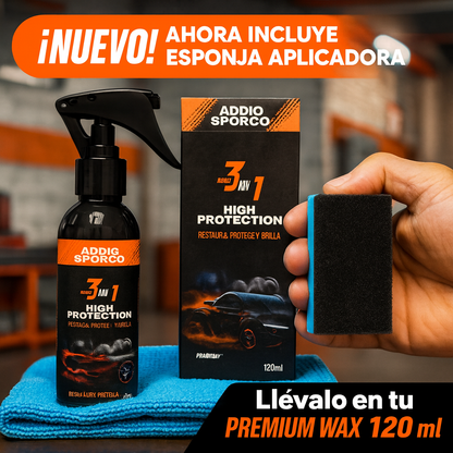 Addio Sporco™  Pague 1 Lleve 2 Combo Brillo Extremo 120 ml + Pano + Esponja – Protección Total 🚗✨