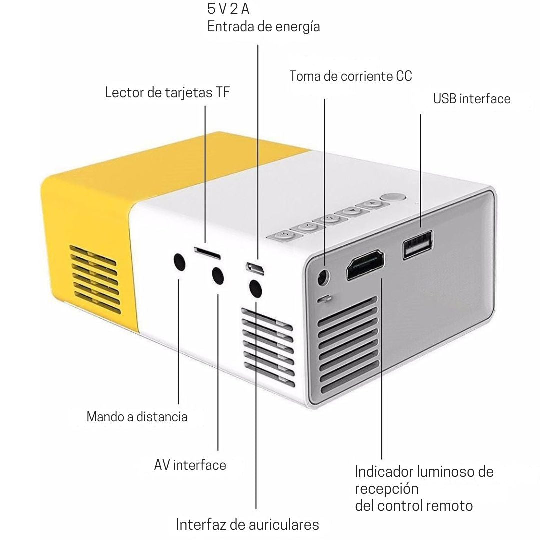 Mini Proyector LED YG300™ 600 lúmenes – Cine en casa desde tu bolsillo 📺
