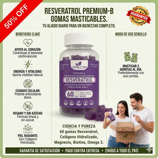 Resveratrol Gummies™ 100 mg Más energía sin complicarte 🍇