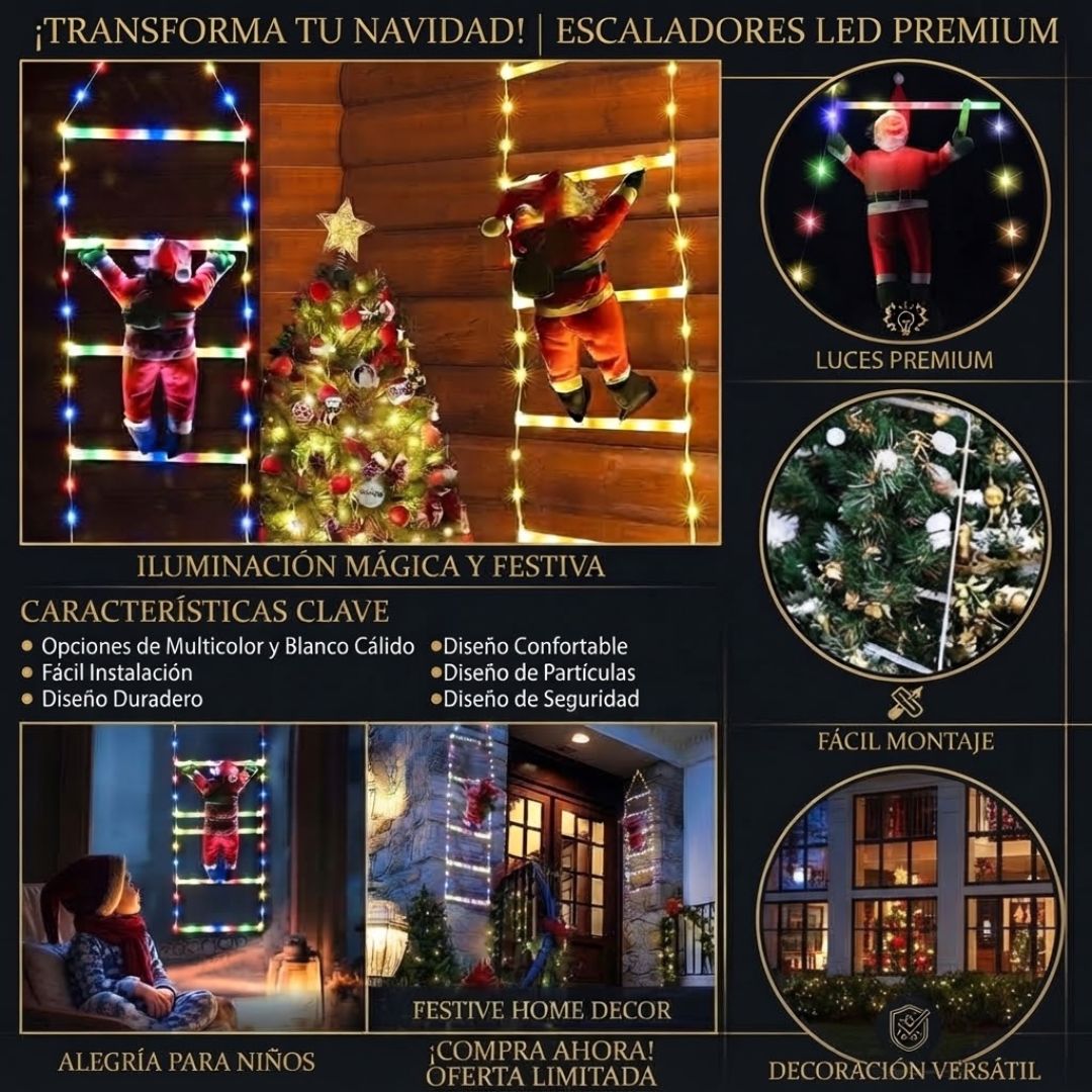 🎅🏻✨ Muñeco Papá Noel con Escalera de Luces x 2 metros de altura  ✨