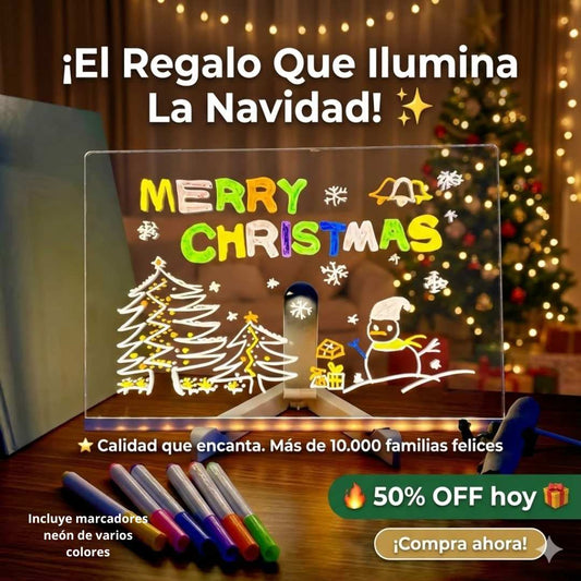 Pizarra LED Acrílica Navidad – Dibujo Neón ✨