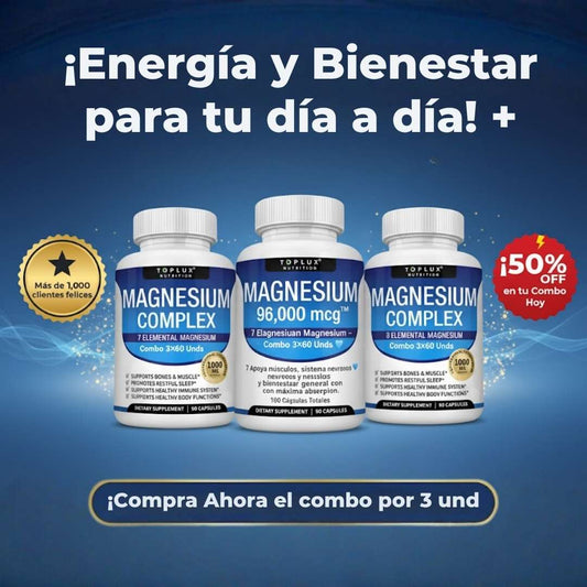 Magnesium Complex 96,000 mcg™ – Combo 3×60 unds | Energía y Bienestar 💙