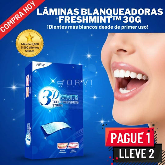 Láminas Blanqueadoras FreshMint™ 30g – Sonrisa Iluminada 😁✨