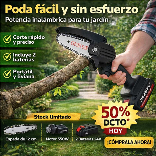 Mini Motosierra Inalámbrica Portátil 24V – Doble Batería 🔋🌳