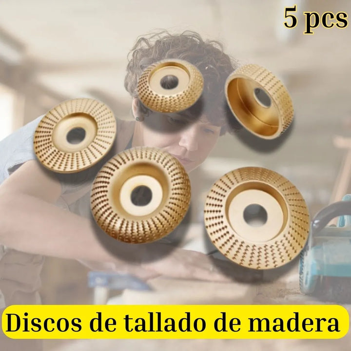 Discos de Tallado de Madera para Amoladora Angular - Set de 5 Piezas 🪚🌳