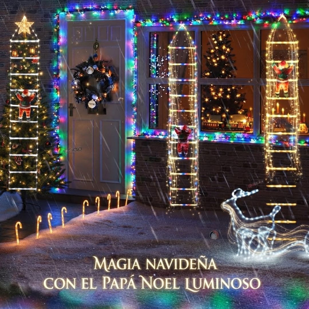 🎅🏻✨ Muñeco Papá Noel con Escalera de Luces x 2 metros de altura  ✨