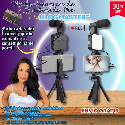 Kit Profesional de Grabación con Trípode, Luz LED y Micrófono 🎥📱