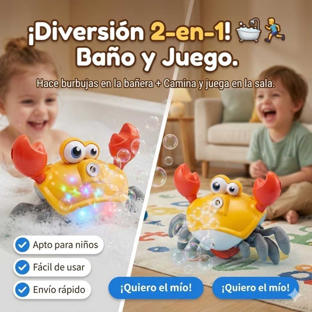 Cangrejo Musical Burbujas™ 24 cm – Diversión que Estimula 🦀