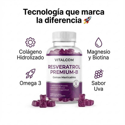 Resveratrol Gummies™ 100 mg Más energía sin complicarte 🍇