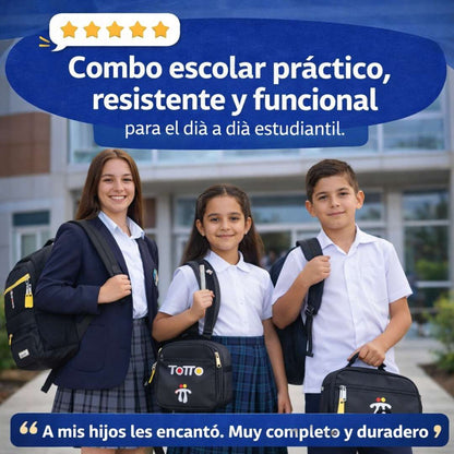 Trío Escolar Totto™ – Morral + Lonchera + Cartuchera 🎒