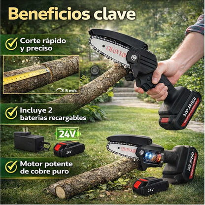 Mini Motosierra Inalámbrica Portátil 24V – Doble Batería 🔋🌳