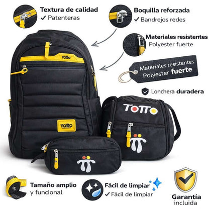 Trío Escolar Totto™ – Morral + Lonchera + Cartuchera 🎒