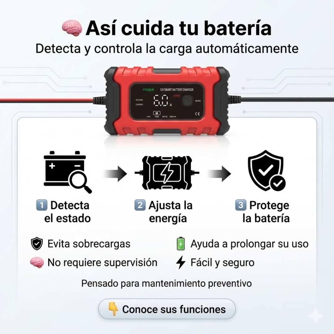 Cargador Inteligente 12V Enusic™ – Tester y Reparador Automático 🔋