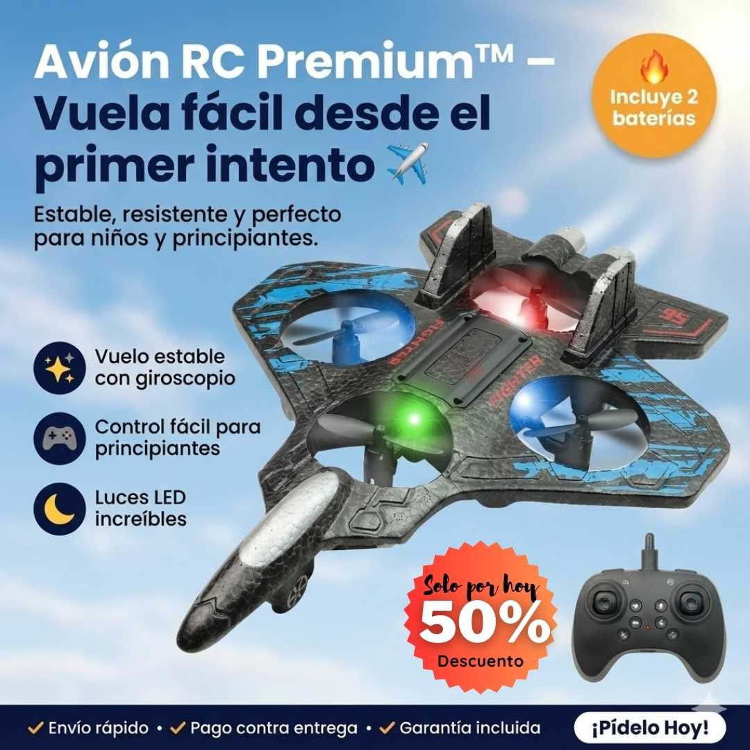 Avión RC Premium™ 25cm – Vuelo Estable y Acrobático ✈️