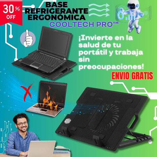 Base Refrigerante Ajustable Pro con Doble Ventilador – Soporte Ergonómico para Laptops de 9” a 17” 💻❄️