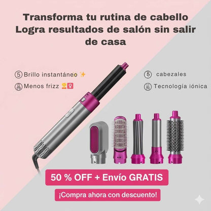 Cepillo Eléctrico 5 en 1 – Secador, Alisador y Moldeador Profesional 💕