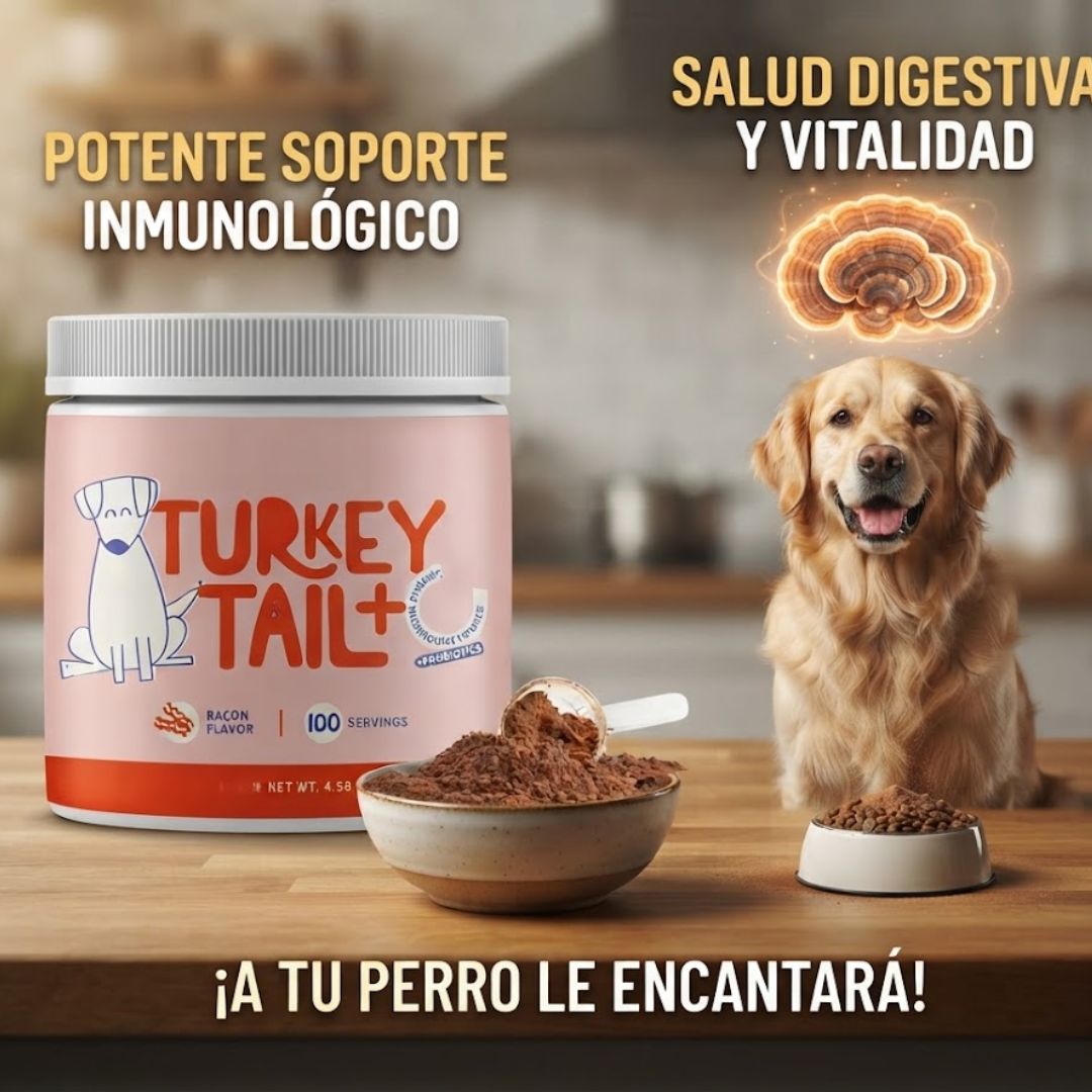🥓 🐶Probiótico Mascota Turkey Tail – Bienestar digestivo y defensas fuertes
