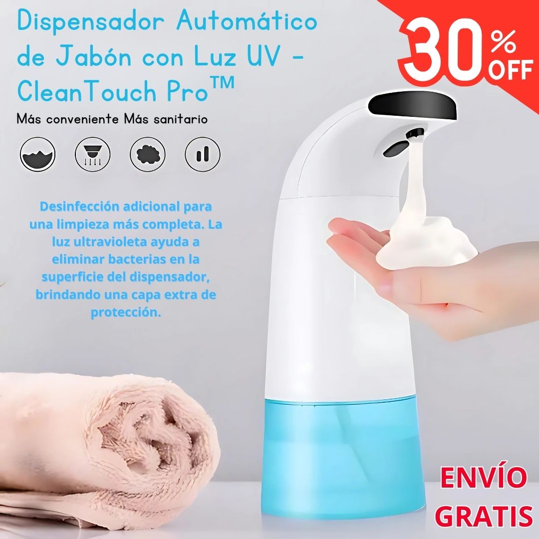 Dispensador Automático de Jabón con Luz UV - CleanTouch Pro™ ✨🖐️