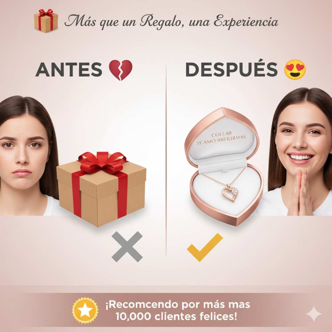 Collar Te Amo 100 Idiomas + Caja de Lujo 💝