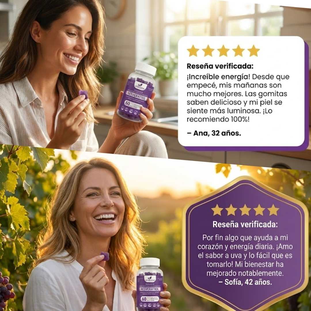 Resveratrol Gummies™ 100 mg Más energía sin complicarte 🍇