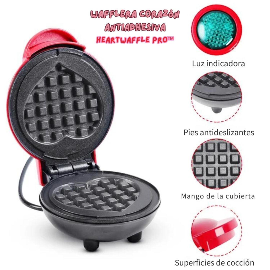 Mini Wafflera Antiadherente en Forma de Corazón – Desayunos con Amor x 13 cm 💖🍽️