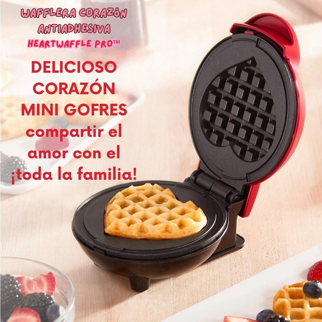 Mini Wafflera Antiadherente en Forma de Corazón – Desayunos con Amor x 13 cm 💖🍽️