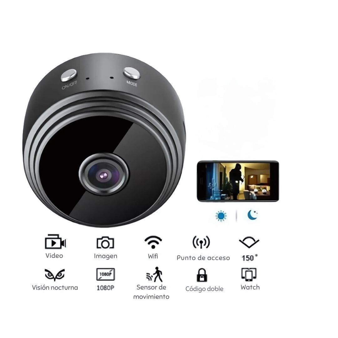 🛡️📹 Mini Cámara de Seguridad Inteligente HD 1080P – Visión Nocturna & WiFi Remoto 🕵️‍♂️📱