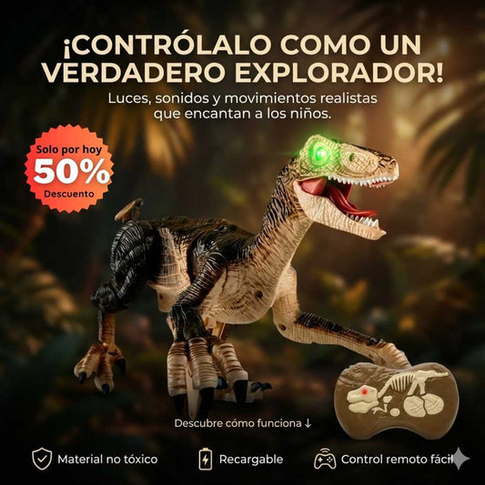 Velociraptor RC™ – Dinosaurio a Control + Luz y Sonido 🦖