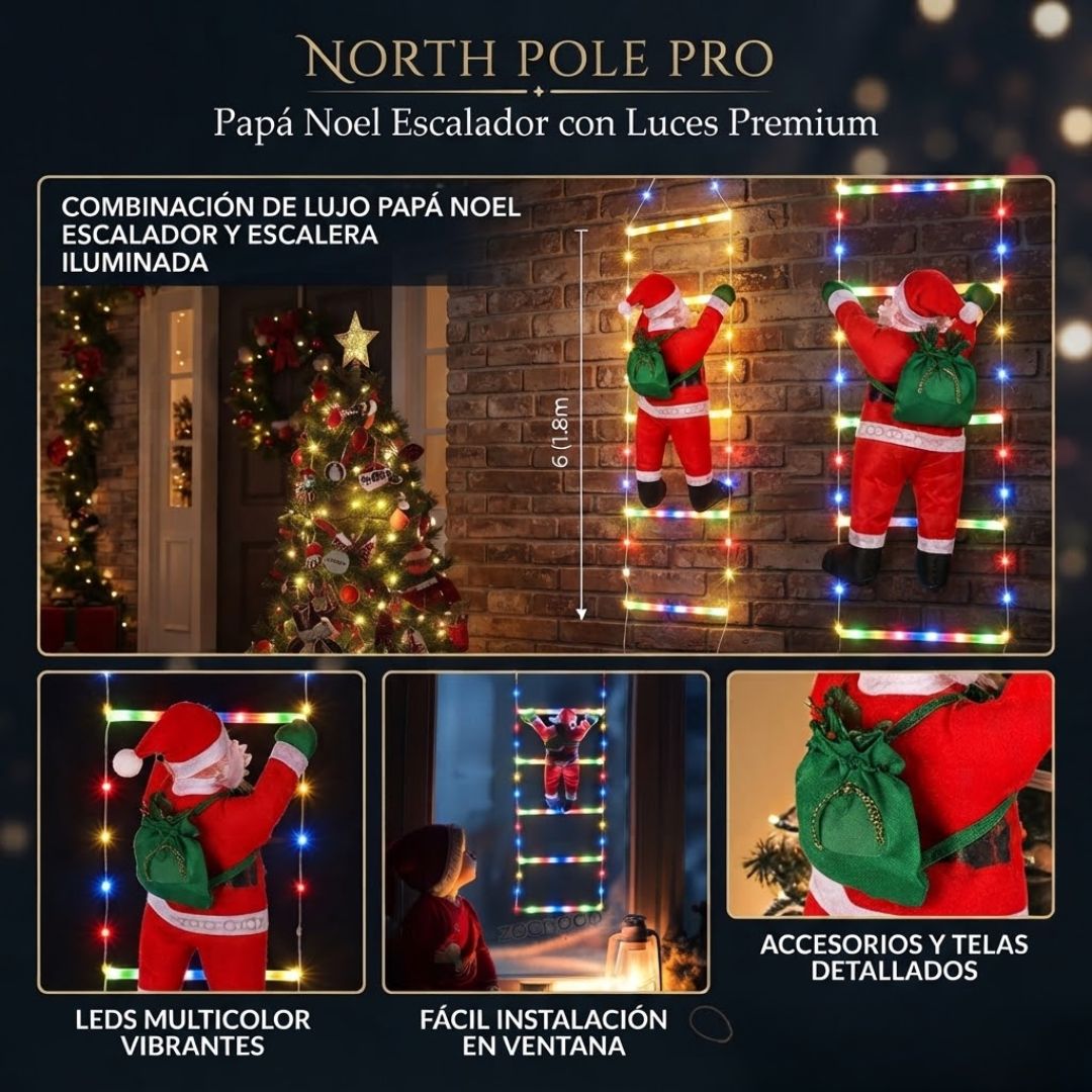 🎅🏻✨ Muñeco Papá Noel con Escalera de Luces x 2 metros de altura  ✨