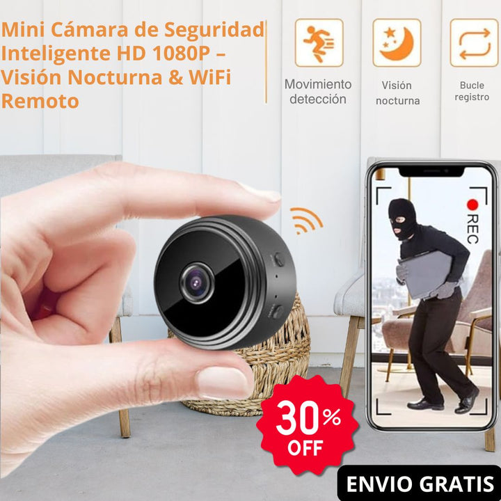 🛡️📹 Mini Cámara de Seguridad Inteligente HD 1080P – Visión Nocturna & WiFi Remoto 🕵️‍♂️📱