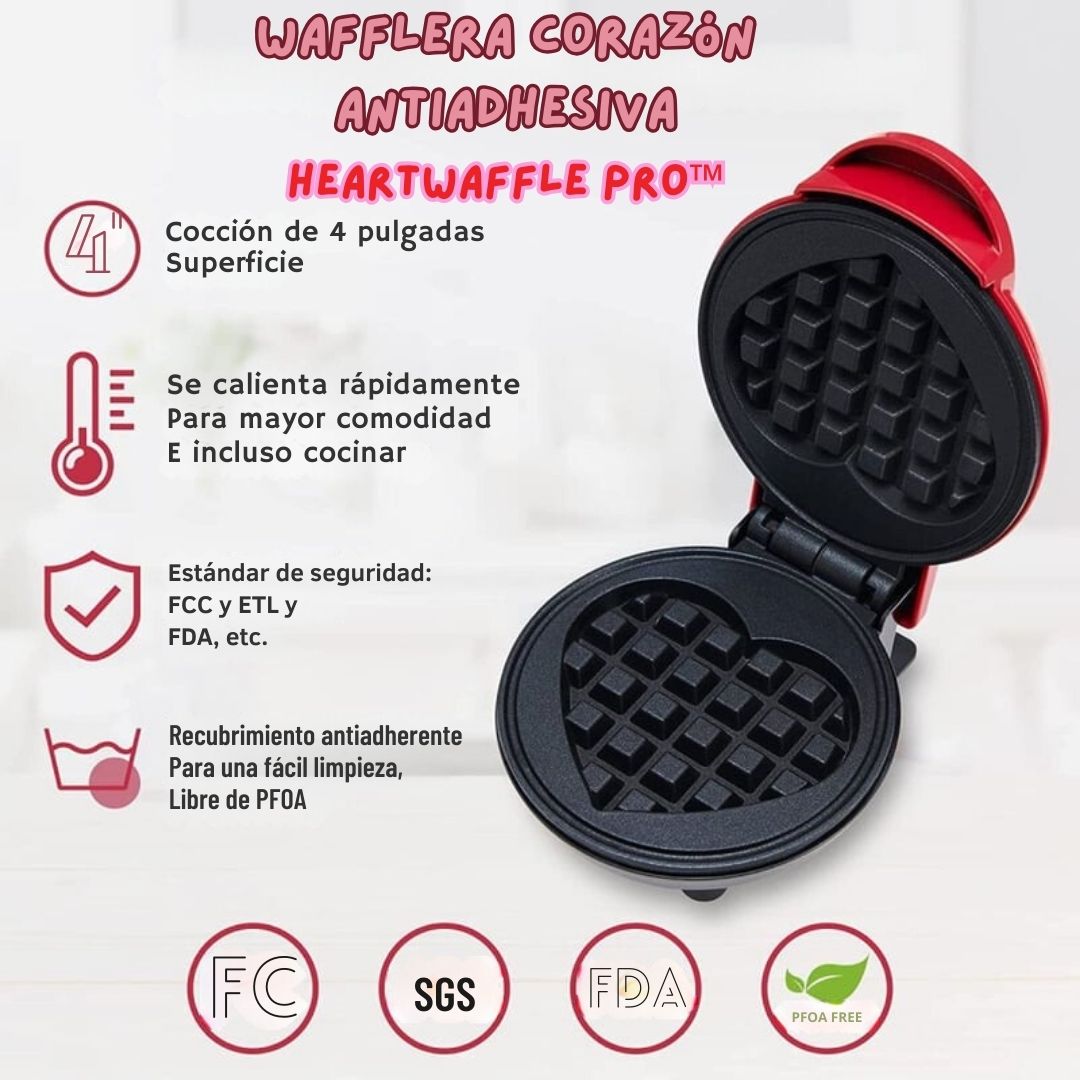 Mini Wafflera Antiadherente en Forma de Corazón – Desayunos con Amor x 13 cm 💖🍽️