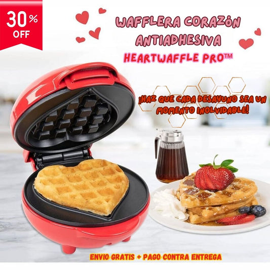 Mini Wafflera Antiadherente en Forma de Corazón – Desayunos con Amor x 13 cm 💖🍽️