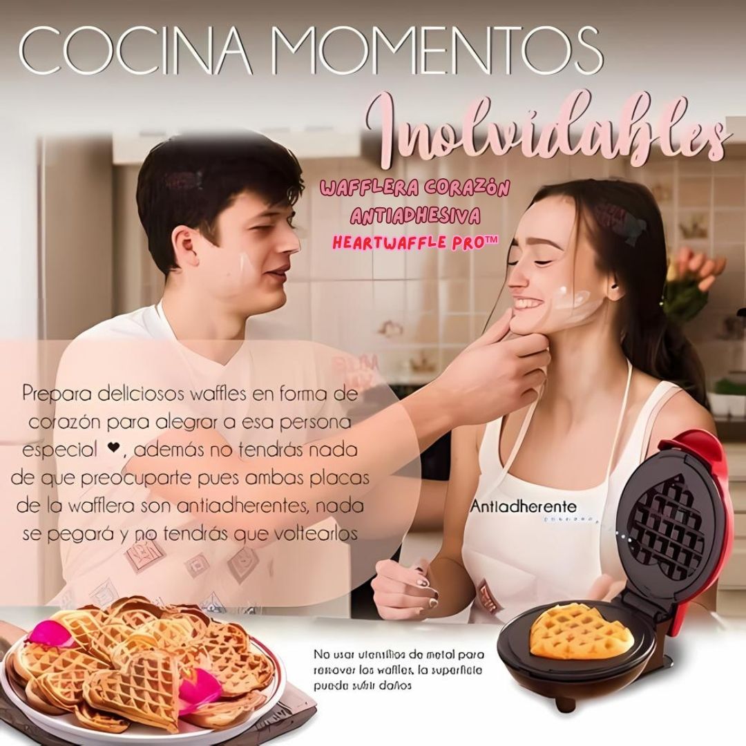 Mini Wafflera Antiadherente en Forma de Corazón – Desayunos con Amor x 13 cm 💖🍽️