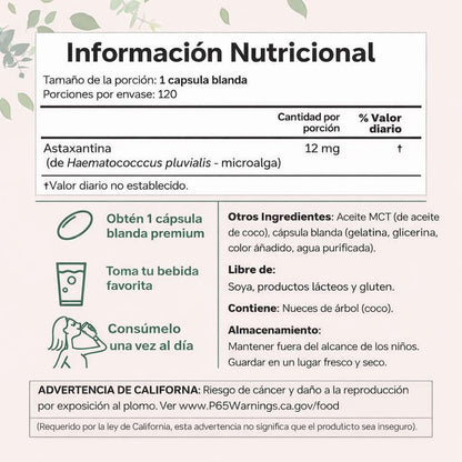 Astaxantina Ultra Pure™ 12 mg x 120 cápsulas