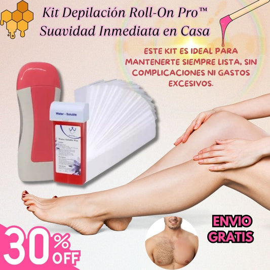 Combo Kit Depilación Roll On Profesional – Calentador + Cera + Bandas x 10 🧴✨