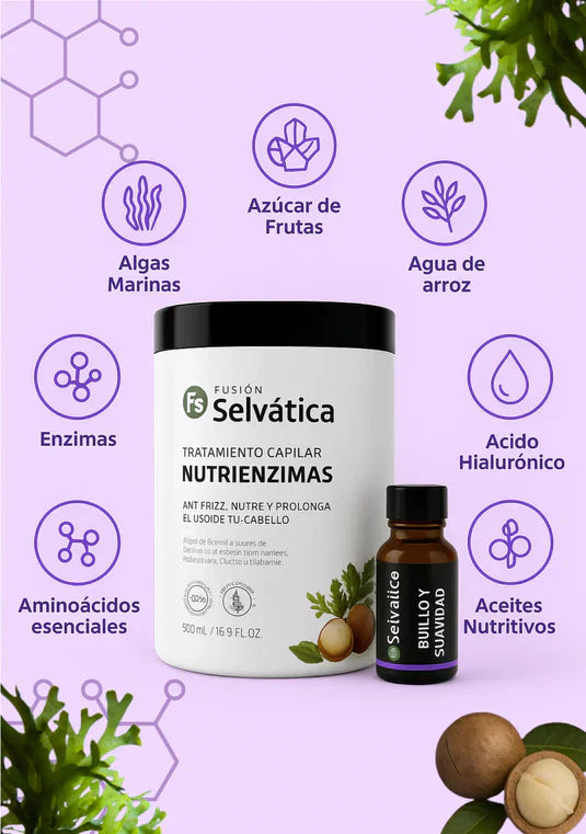 Fusión Selvática™ — Dúo Anti-Frizz (Tratamiento Nutrienzimas + Ampolla) 🌿